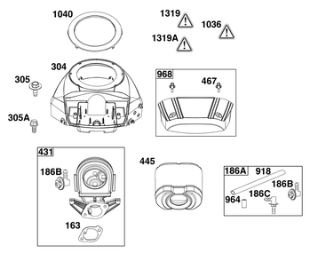Blower Housing And Air Cleaner Group Diagram and Parts List for 44U877-0031-G1 400000 - 699999 Briggs and Stratton Engine
